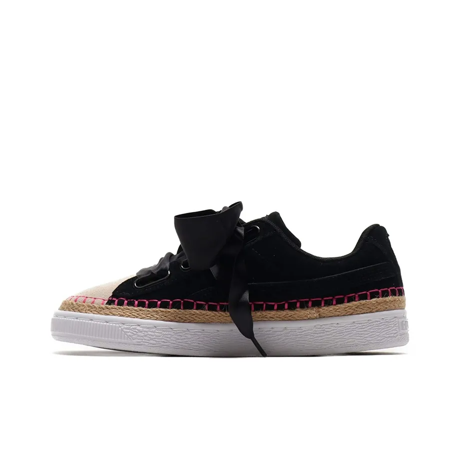 PUMA Suede Series Heart Sneakerdrille Low Скейтборд Кроссовки Женские Черный Розовый