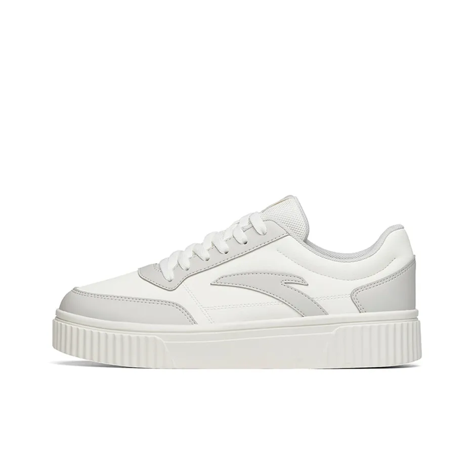 Anta Life Collection Cookie Shoes Slip Resistant Cushioning Wear Resistant Low Top Skateboard Shoes White Gray