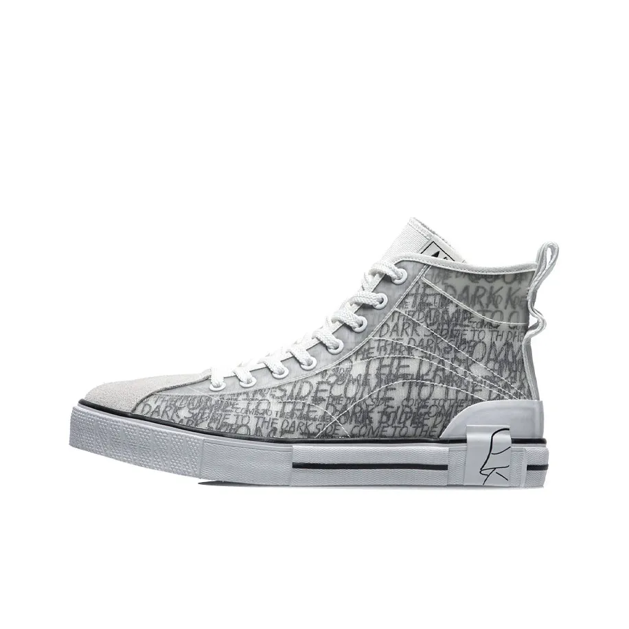 STAR WARS x LiNing Abrasion Resistant Breathable High Top Skateboard Shoes Men's Gray White