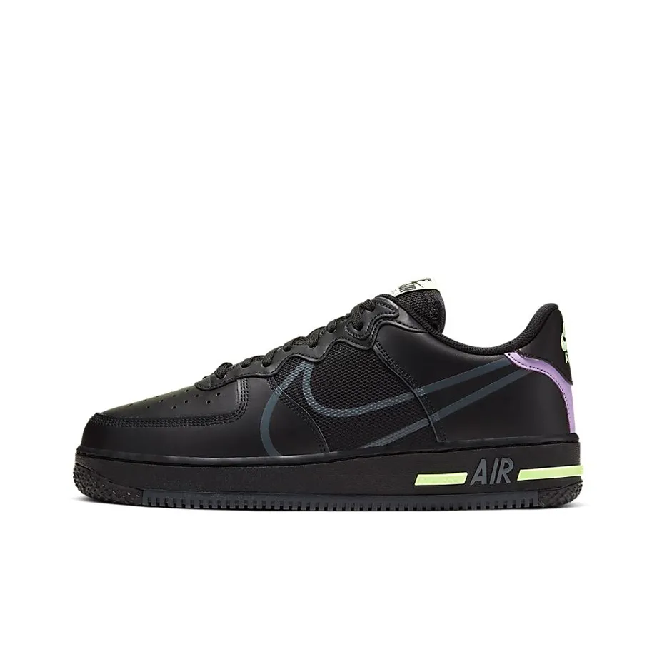 Nike Air Force 1 React Black Violet Star Barely Volt