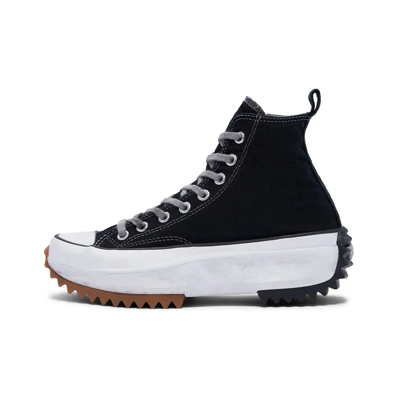 converse Purcell Run Star Hike Hi Black White Gum Distressed