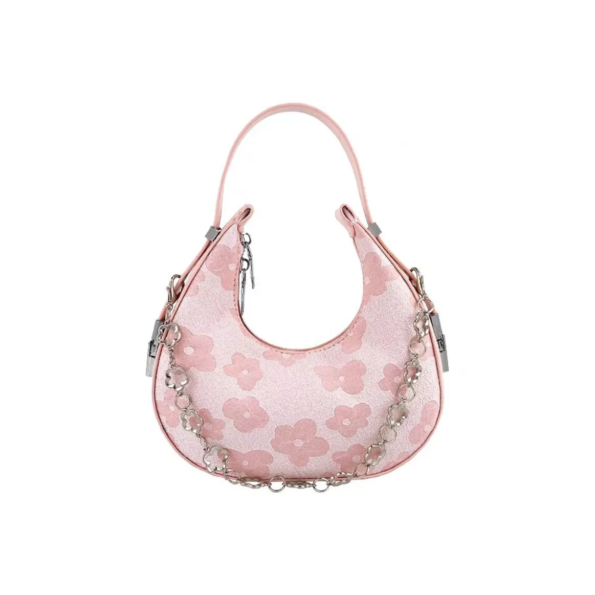 NOMK Technical Fabric Shoulder Bag, Crescent Bag, Handbag Women's Pink