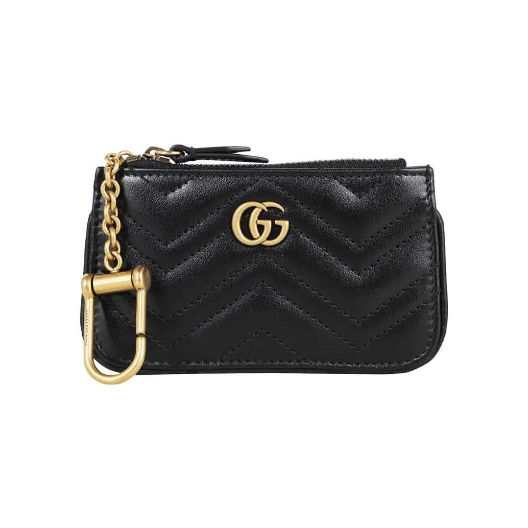 GUCCI Leather Key Pouch Regular Unisex Black