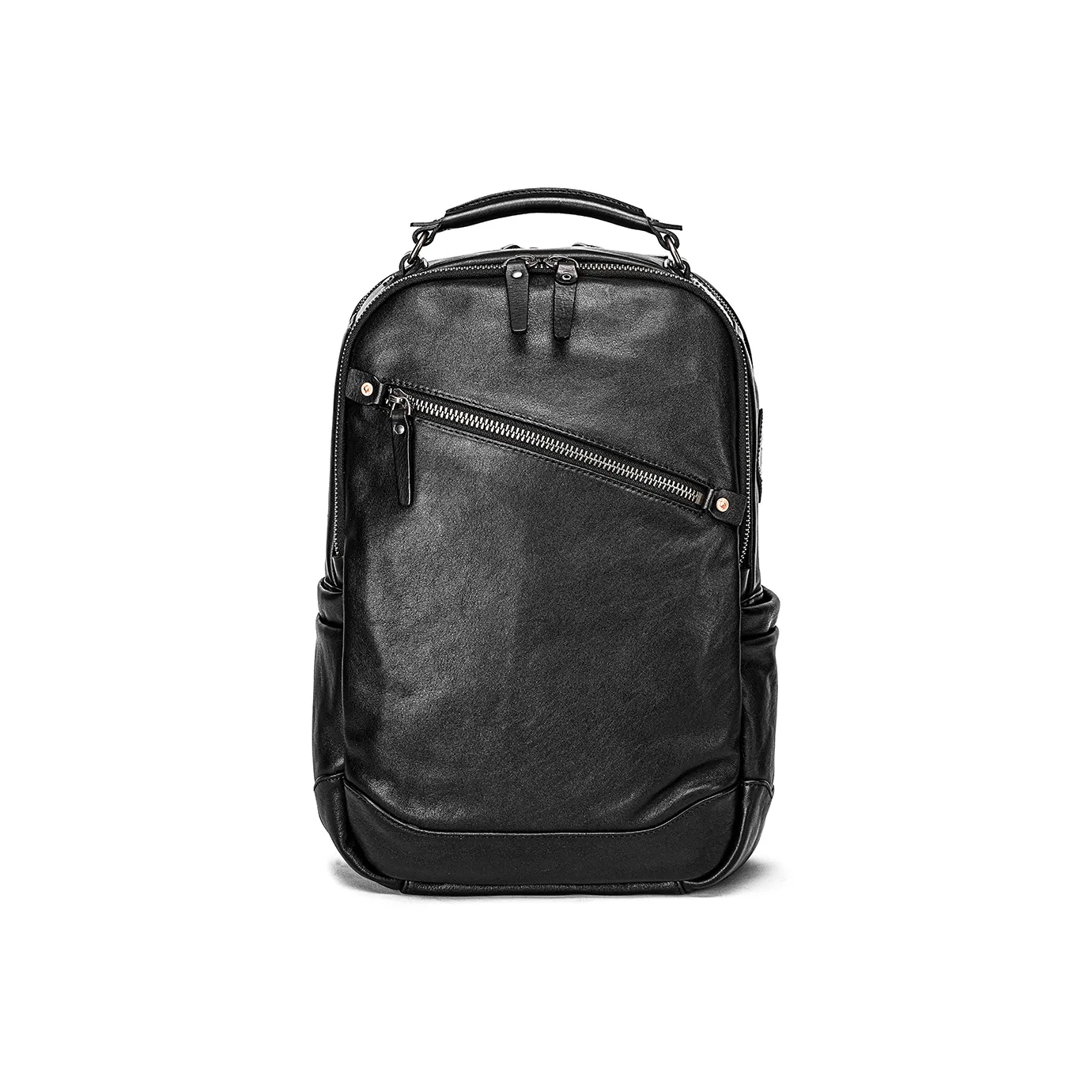 Ace Paul Cow Leather Laptop Backpack Large Size Men's Black