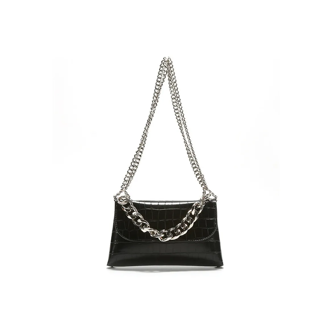 NOMK ПУ (полиуретан) Тоут Сумка Сумка для покупок Байкер Сумка Конверт Подмышечный Маленькая Квадратная Сумка Сумка Сумка через плечо Женская Черная