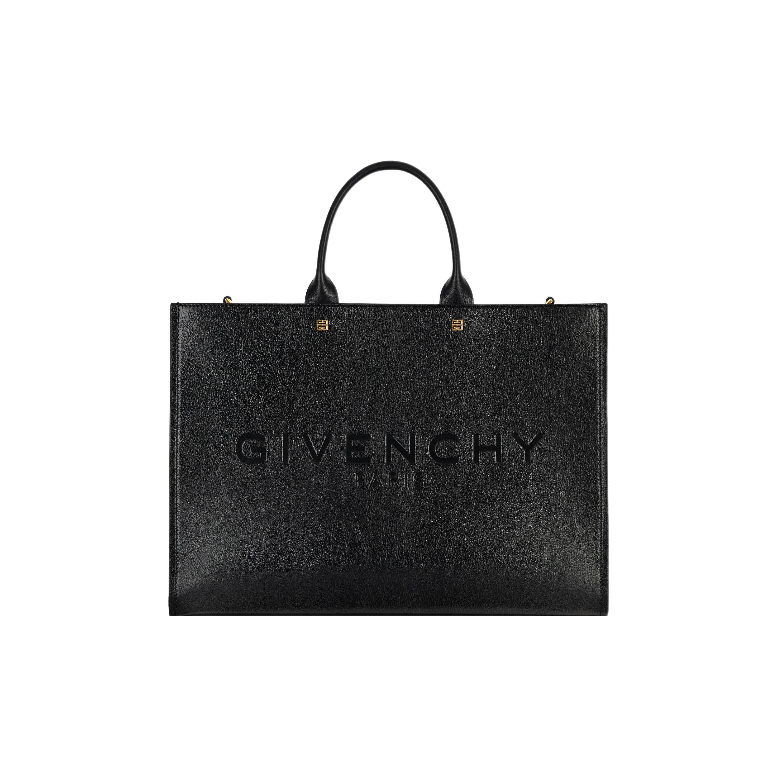 GIVENCHY Calfskin Tote Bag Shopping Bag Handbag Medium Size Women's Black