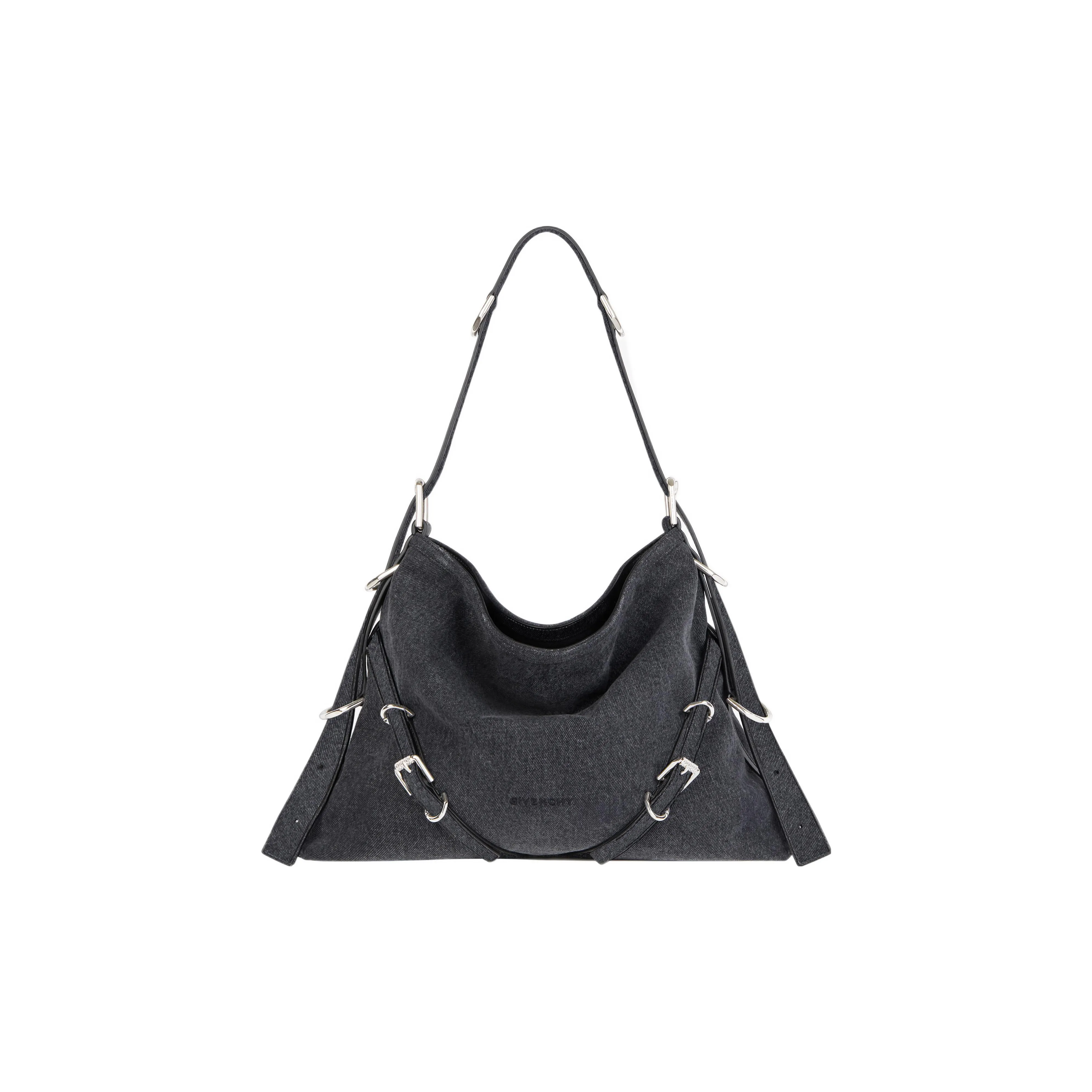 Givenchy Voyou Denim Handbag, Shoulder Bag Medium Size Women's Black