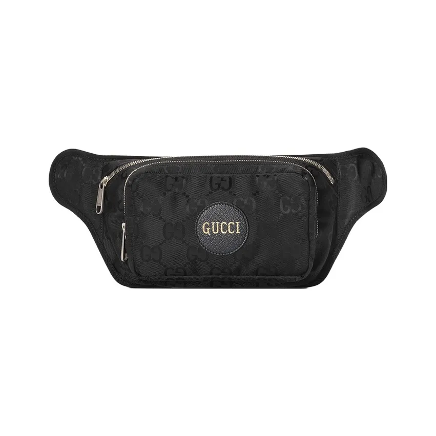 GUCCI Leather Trim Fanny Pack Large Size Men's Black