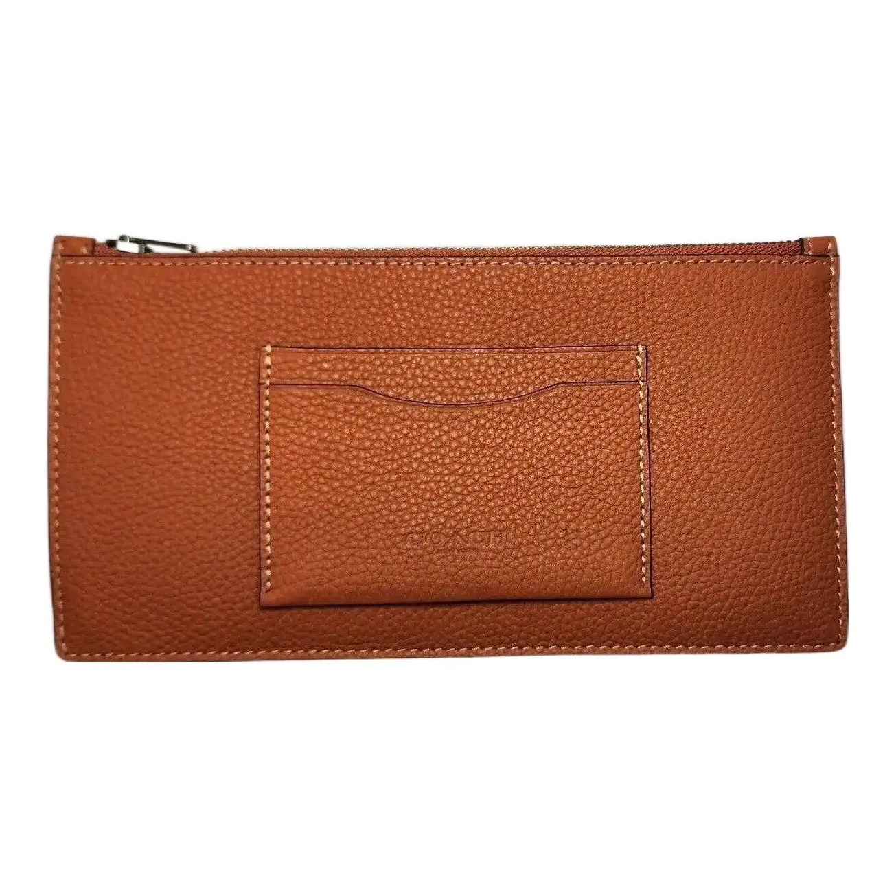 COACH Полированная галечная кожа кошелек для монет маленький кошелек женский карамель