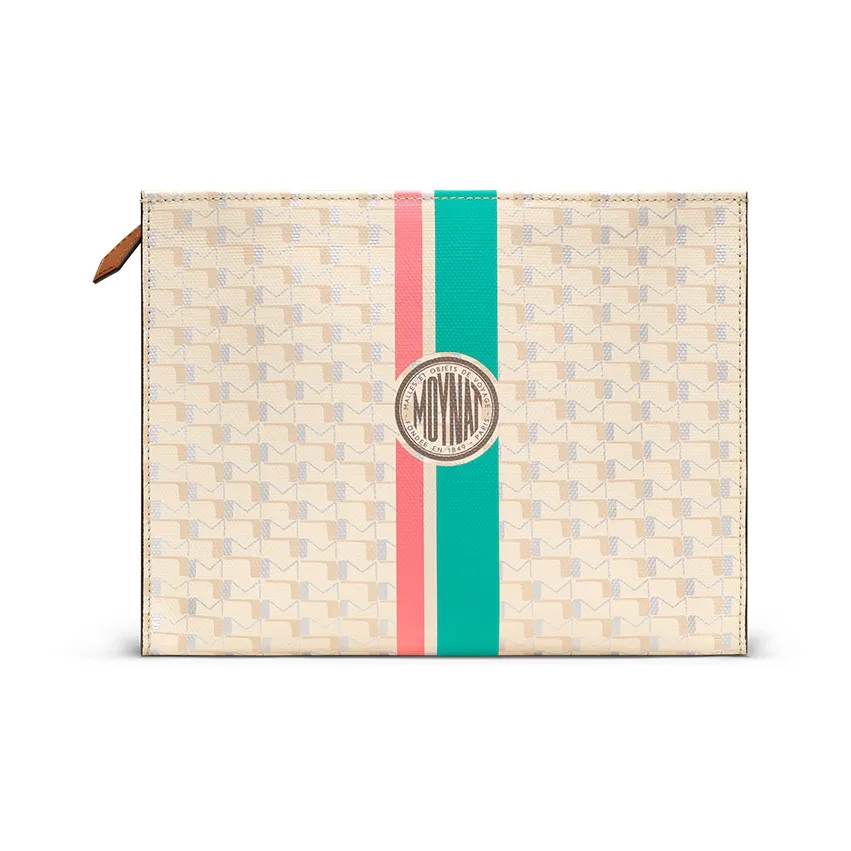 Moynat Холст 1920 Холст Клатч Женский Экрю Зеленый Розовый