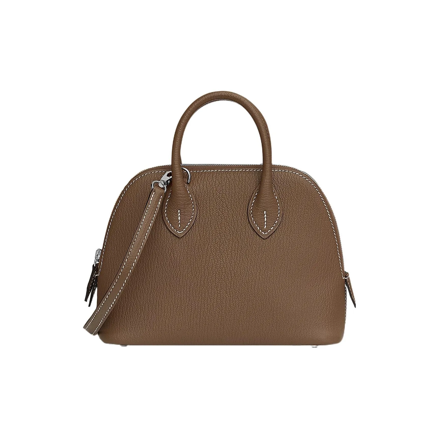 HERMES Bolide Goatskin Bowling Bag Handbag Shoulder Bag Crossbody Bag Mini Unisex 18 Etoupe Elephant Gray