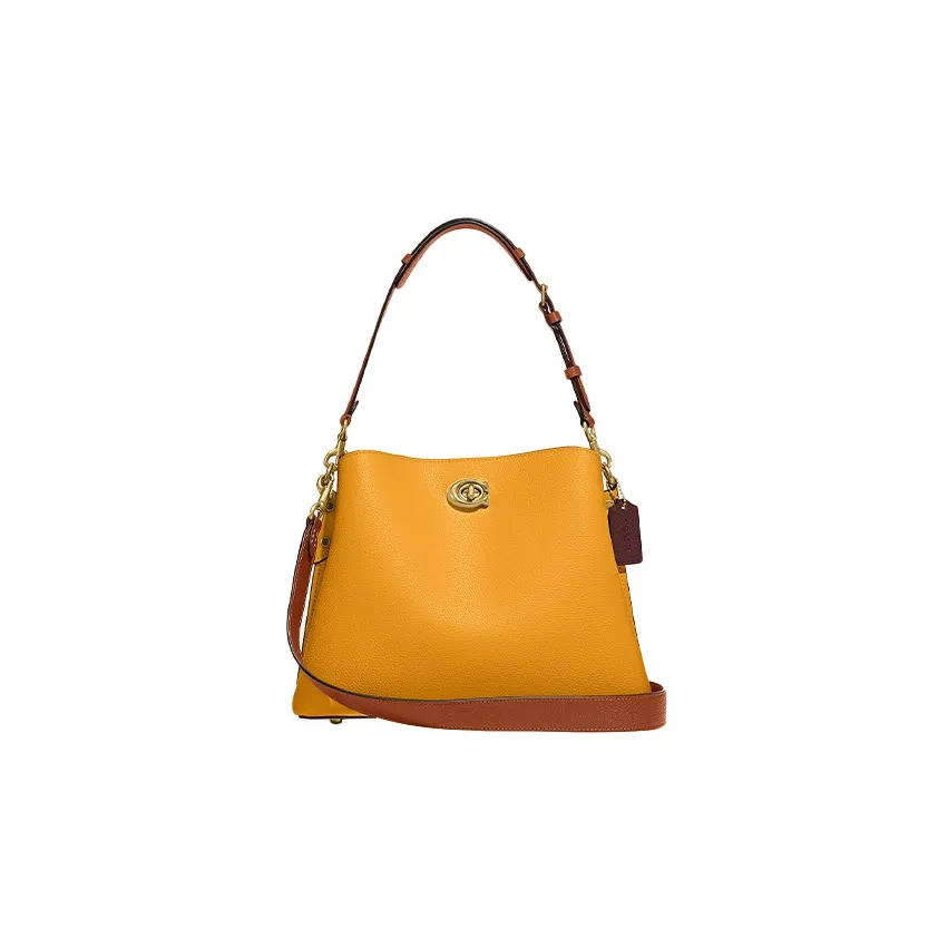 COACH Willow Pebble Кожа Тоут Сумка Сумка для покупок Сумка Сумка через плечо Женская Желтая