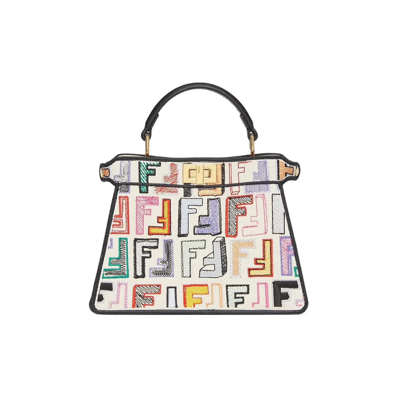 FENDI Peekaboo ISeeU Cotton Shoulder Bag Crossbody Bag Handbag Medium Size Women's Multicolor