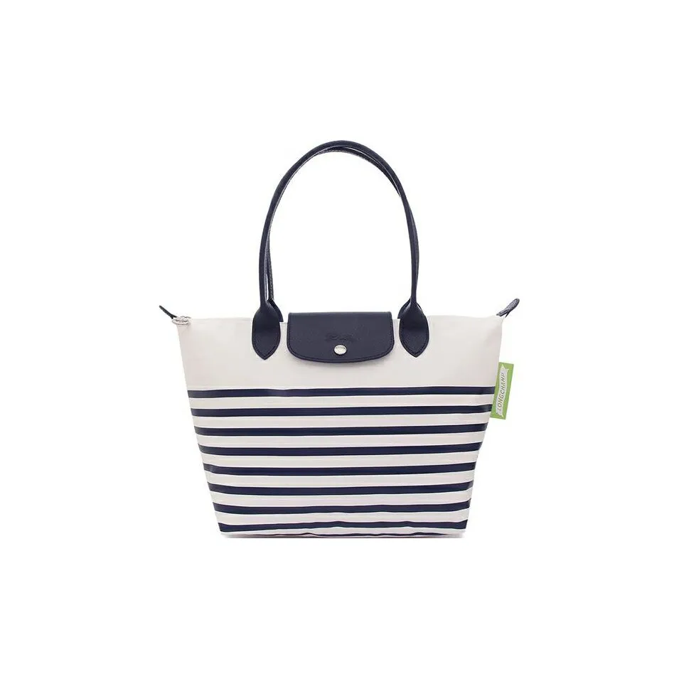 LONGCHAMP Le Pliage Canvas Bag, Dumpling Bag, Shoulder Bag, Handbag Medium Size Women's White & Blue