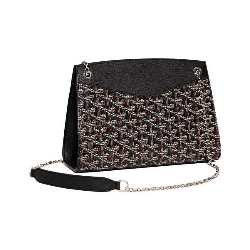 GOYARD Rouette Canvas With Leather Tote Chain Bag Shoulder Bag Women's Black
