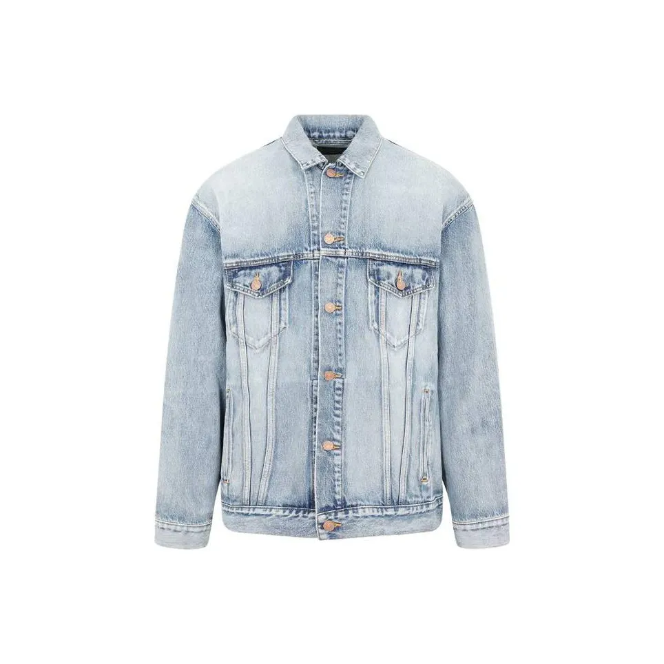 Balenciaga Large Fit Grafitti Backlogo Denim Jacket