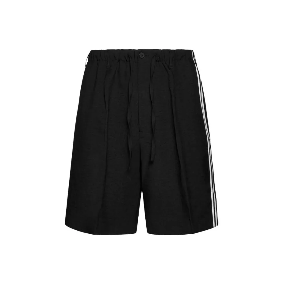 Y 3 Stripe Detailed Knee Length Shorts Black