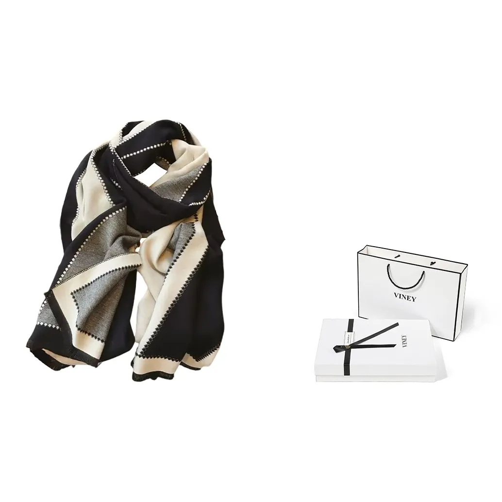 VINEY Вязаные шарфы Черный, Бежевый, Многоцветный Женские