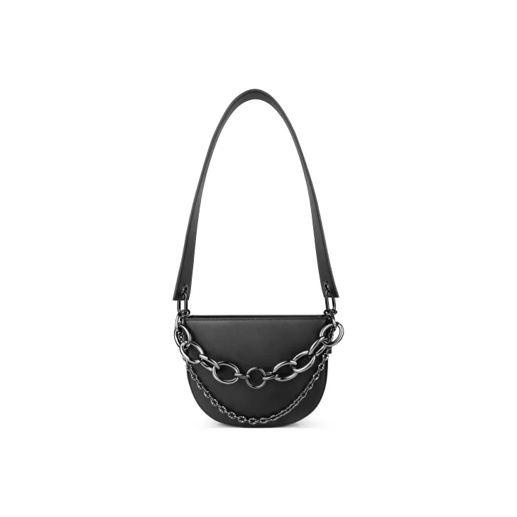 INJOYLIFE Cow Leather Saddle Bags Shoulder Bags Small Size Women's Black