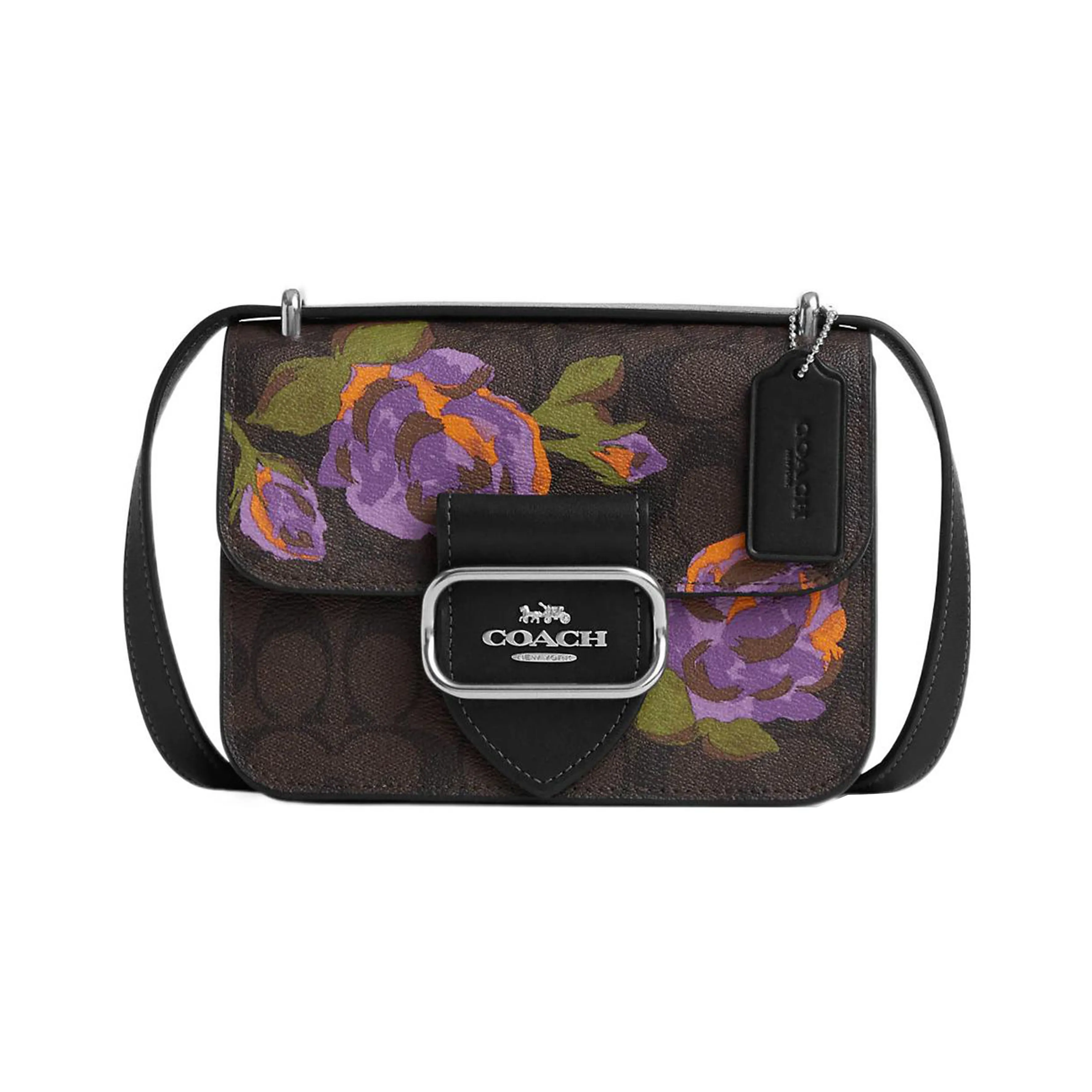 COACH Morgan Холст и Кожа Квадратная Сумка Сумка через плечо Маленькая Женская Кофейного цвета