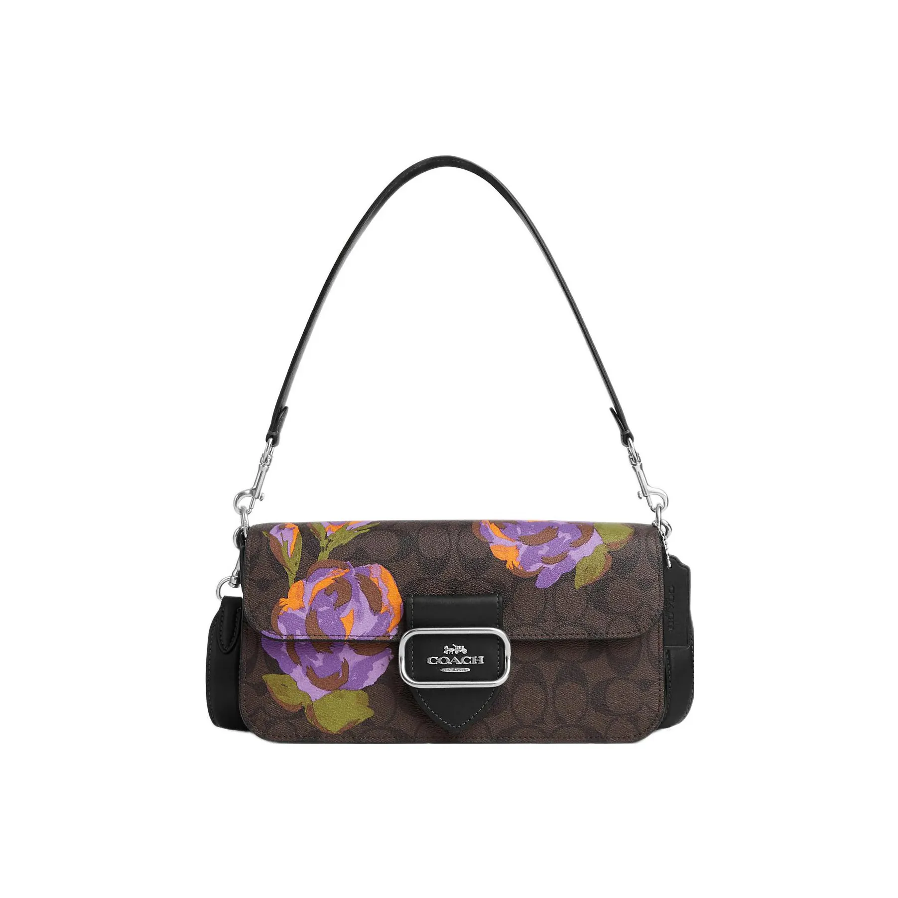 COACH Morgan Подпись Холст с покрытием и гладкая кожа Конверт Сумка Сумка Сумка через плечо Женская Темно-коричневая