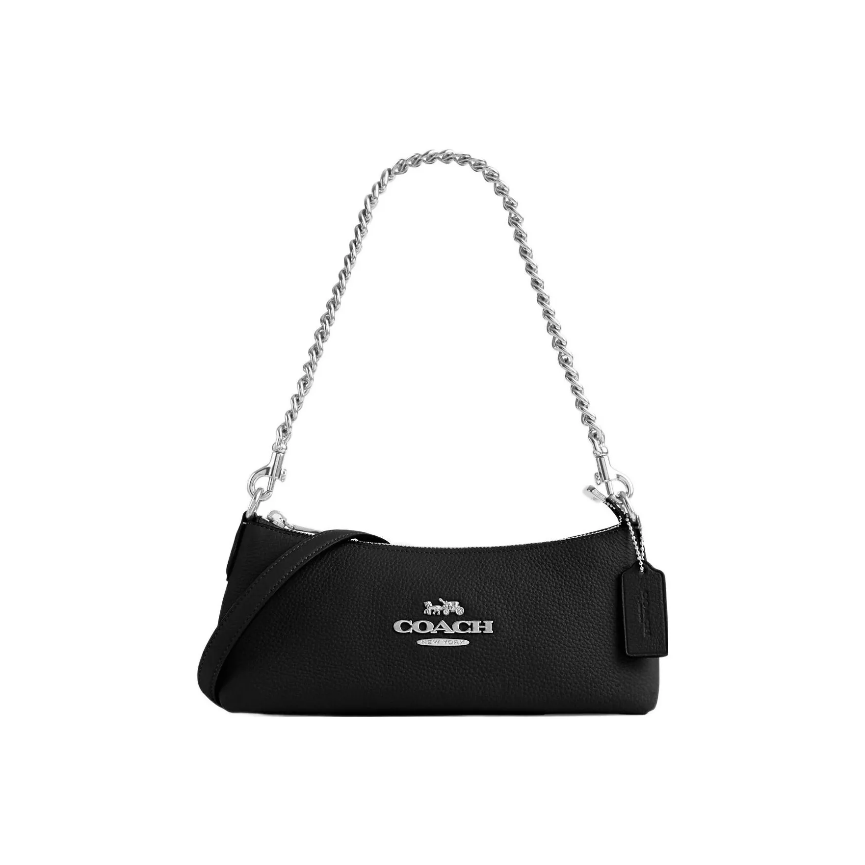 COACH Pebbled Leather Shoulder Bag, Handbag, Shoulder Bag Women's Black