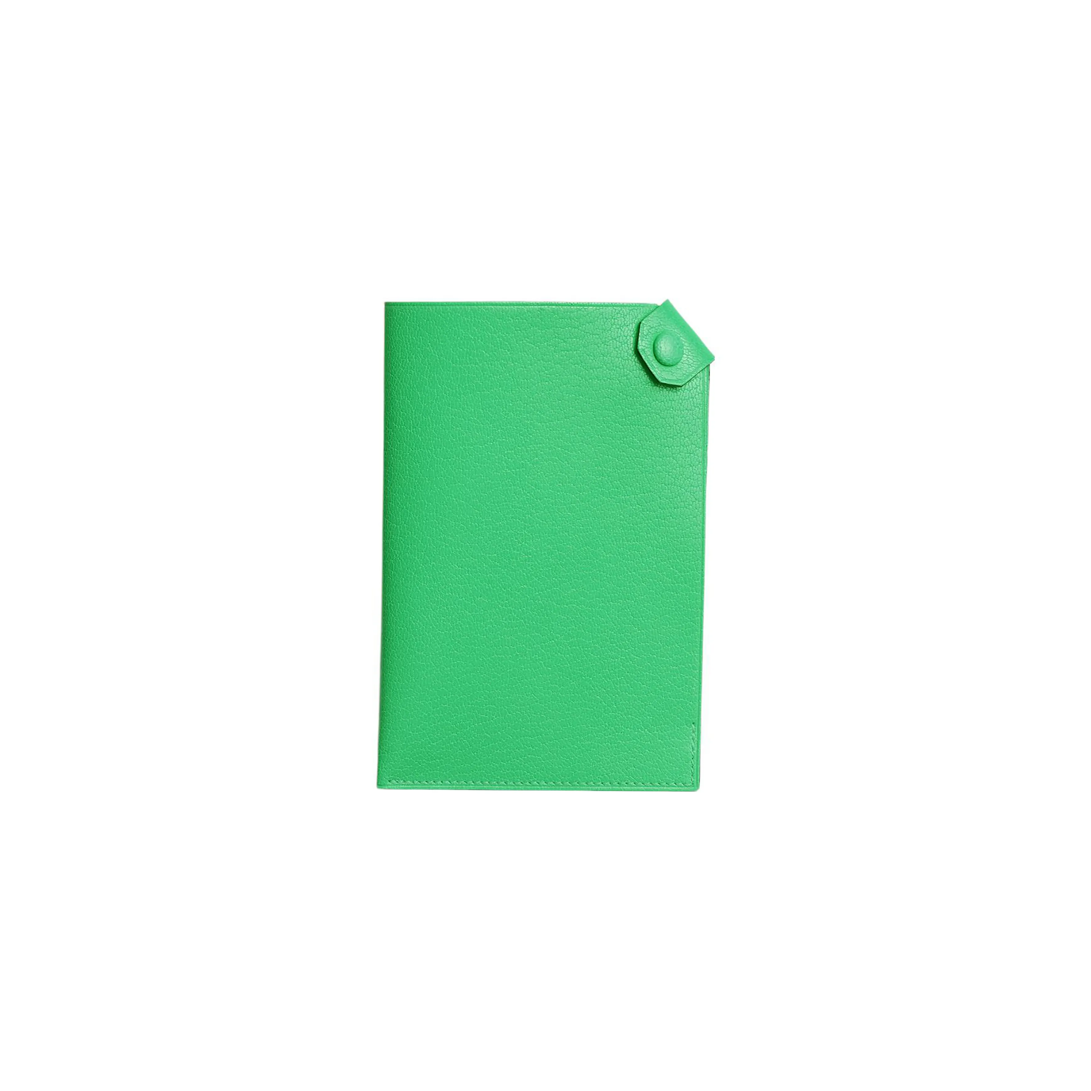 HERMES Tarmac Chamkila Goat Skin Passport Holder Women's Comic Green