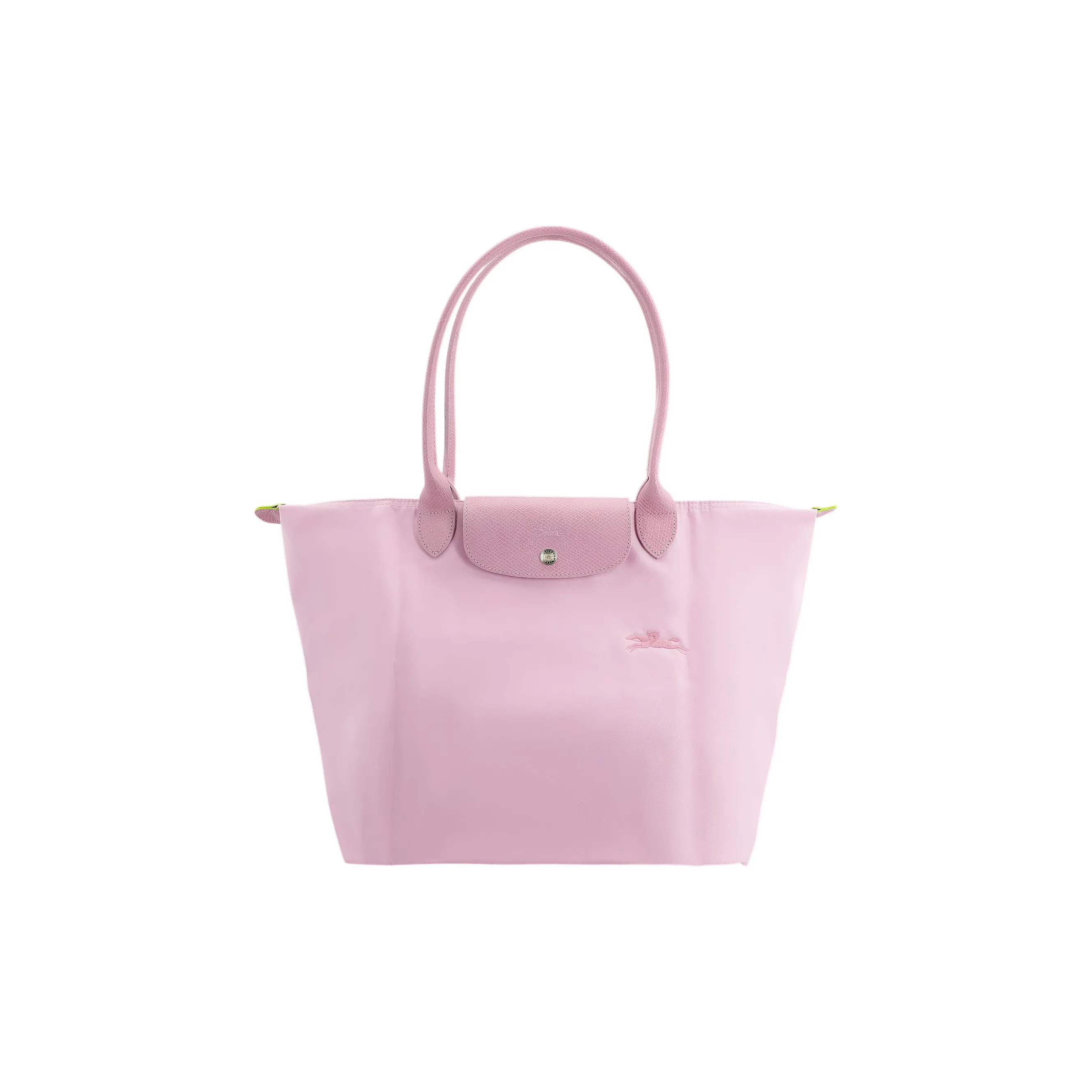LONGCHAMP Le Pliage Green Cow Leather Trim Dumpling Bag Handbag, Shoulder Bag Large Size Women's Pink
