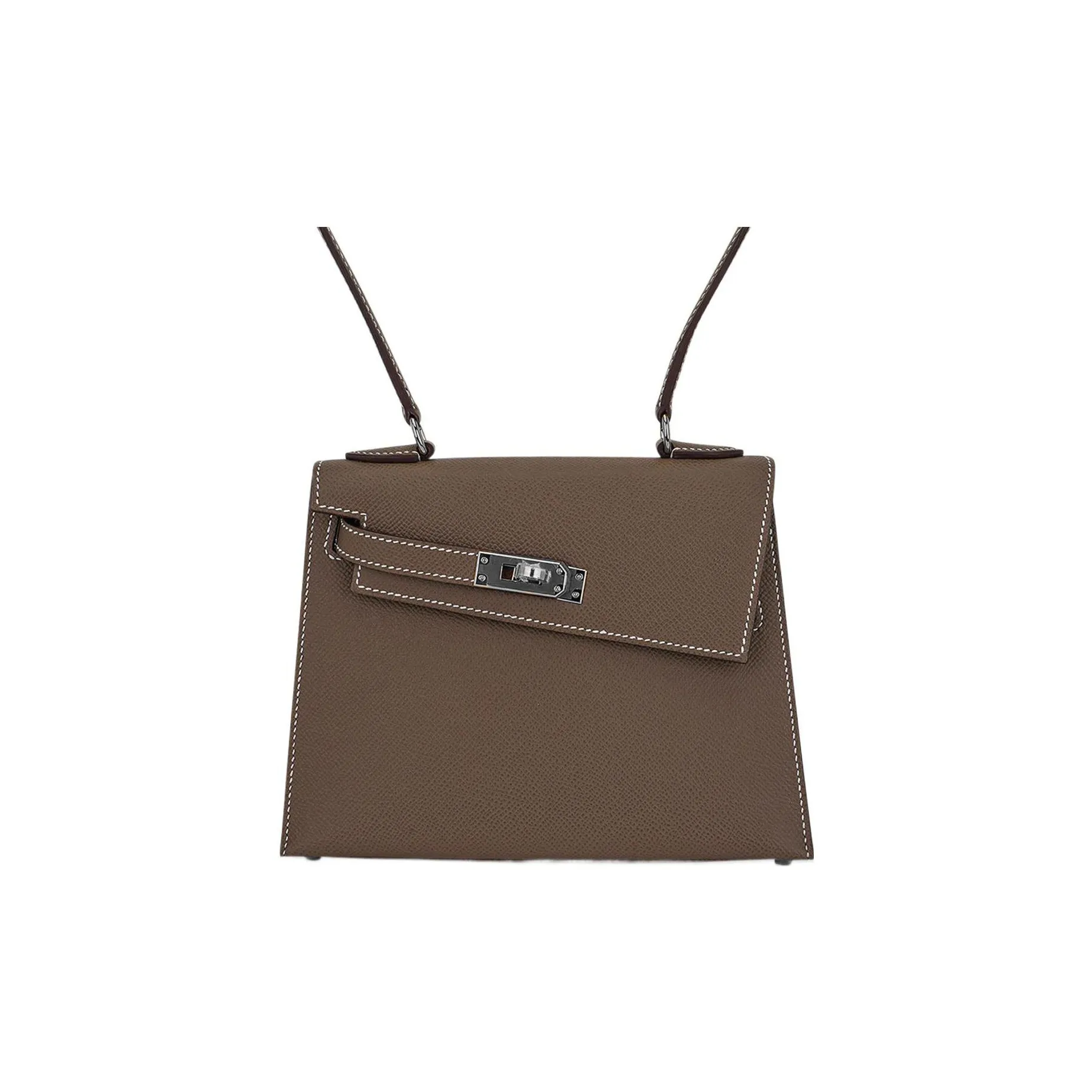 HERMES Kelly Epsom Leather Kelly Bag, Handbag, Shoulder Bag, Crossbody Bag Regular Women's 18 Etoupe Elephant Gray
