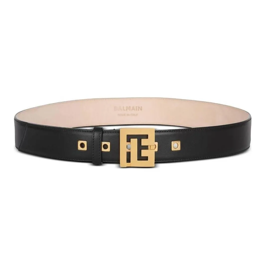 BALMAIN Logo plaque Leather Belt