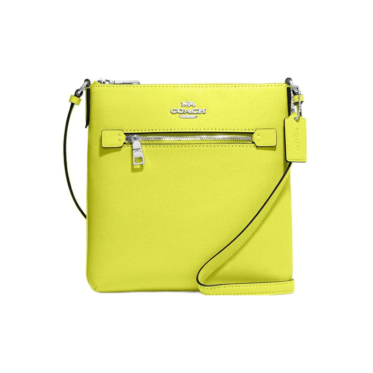 COACH File Cross Grain Leather Messenger Bag, Shoulder Bag, Crossbody Bag Mini Women's Lemon