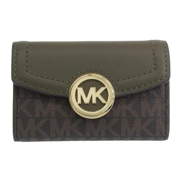 MICHAEL KORS Coated Canvas With Leather Key Pouch Women's Olive Green/Brown