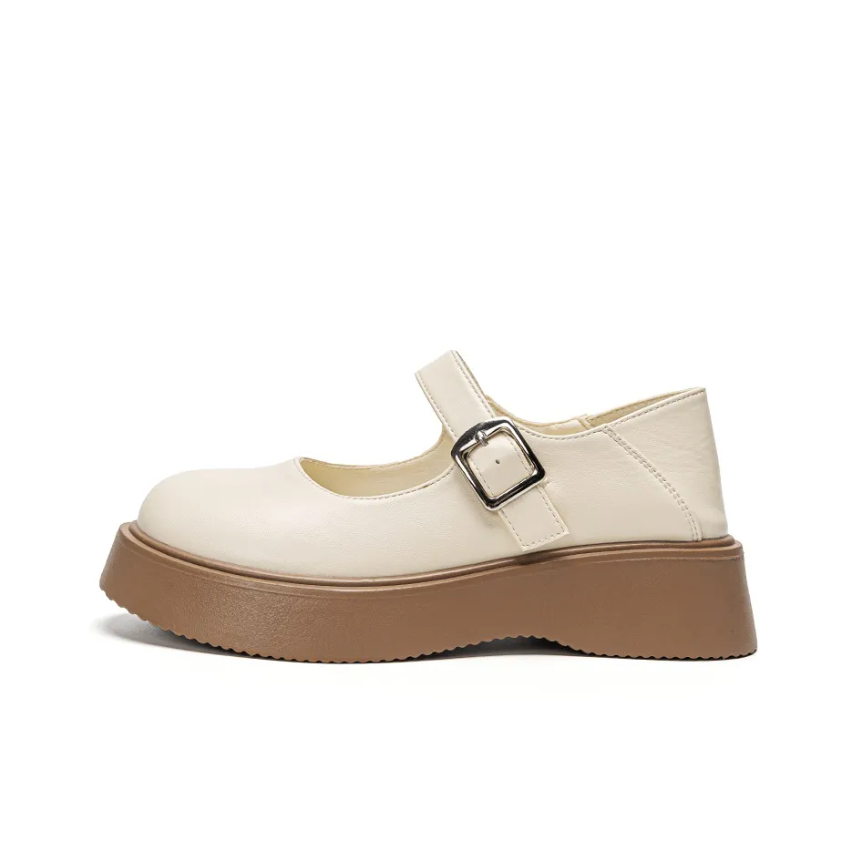 Warrior Chunky Heel Mary Jane Shoes Women's Beige