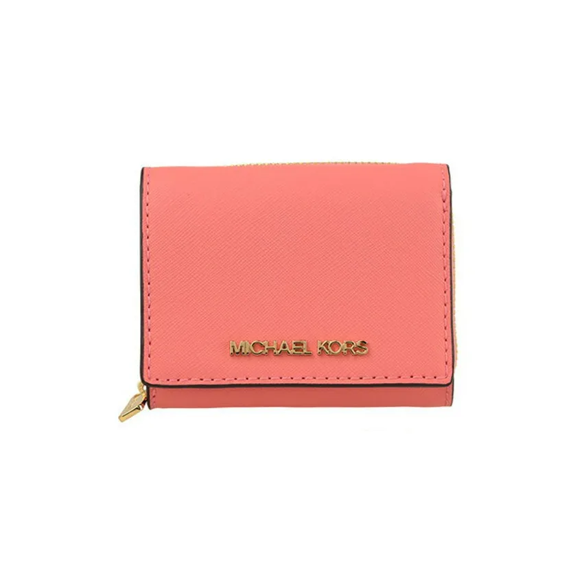MICHAEL KORS Leather Wallet Women's Peach Pink