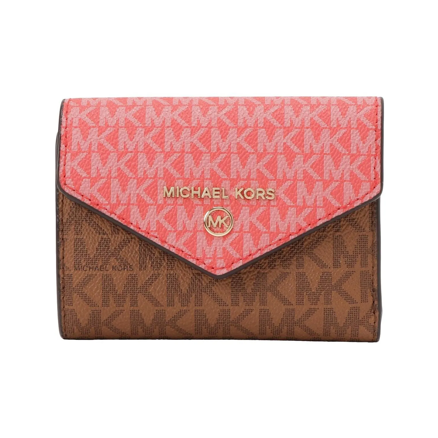 MICHAEL KORS Jet Set Charm Coated Canvas With Leather Wallet Women's Pink & Brown