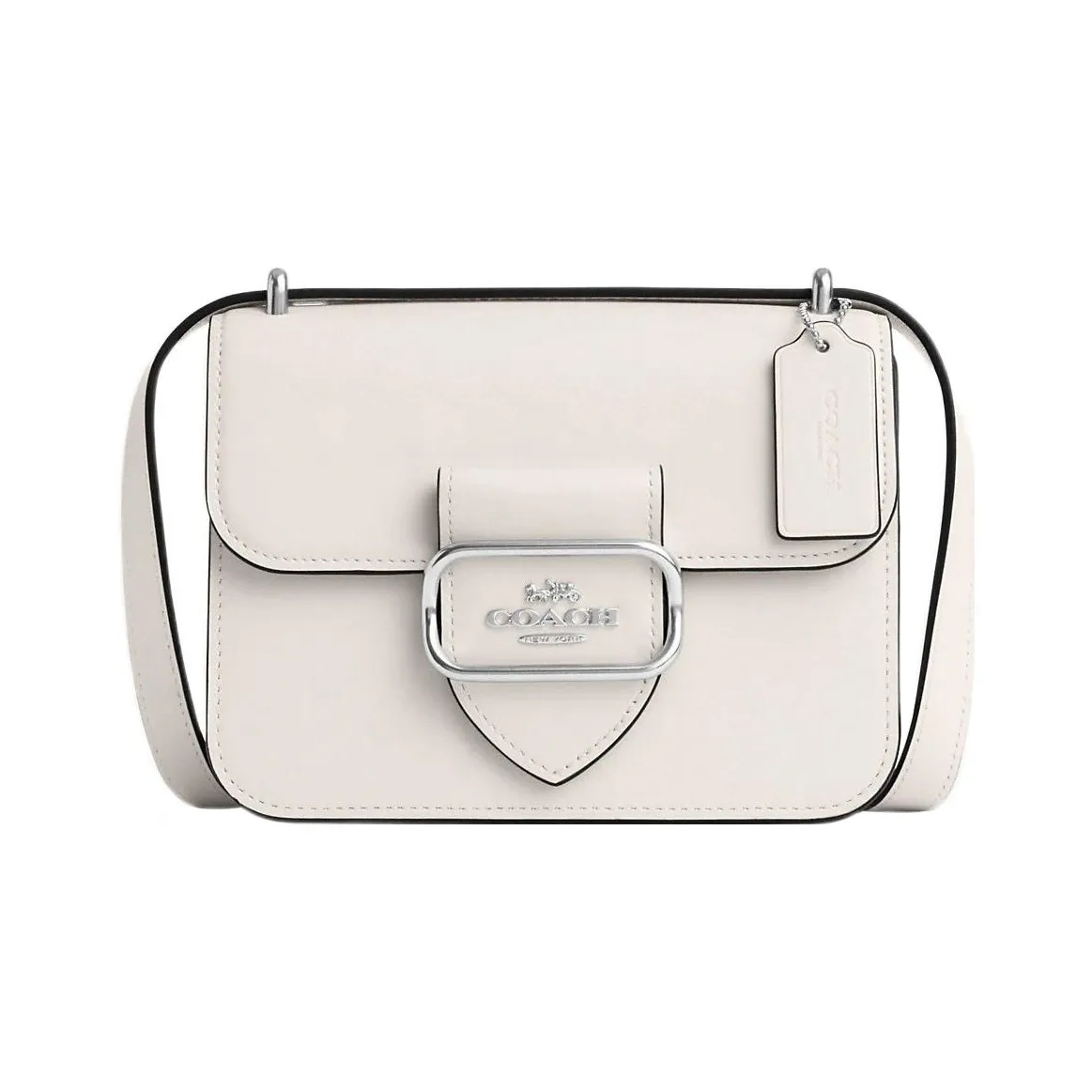COACH Crossbody Cow Leather Square Bag Shoulder Bag Crossbody Bag Small Size Women's Glacier White