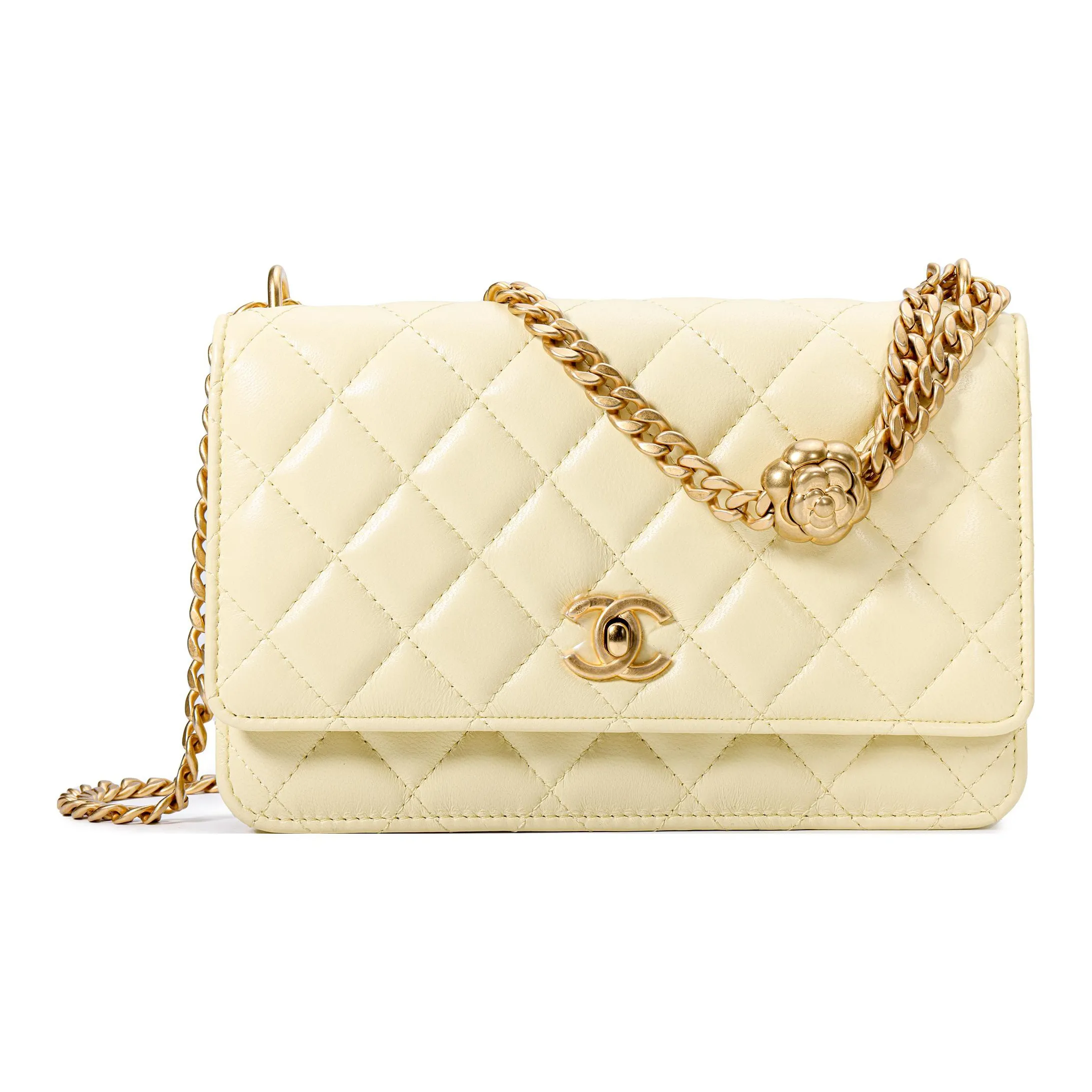 CHANEL Classic Flap CF Lambskin Flap Bag, Shoulder Bag, Crossbody Bag Mini Women's Light Yellow