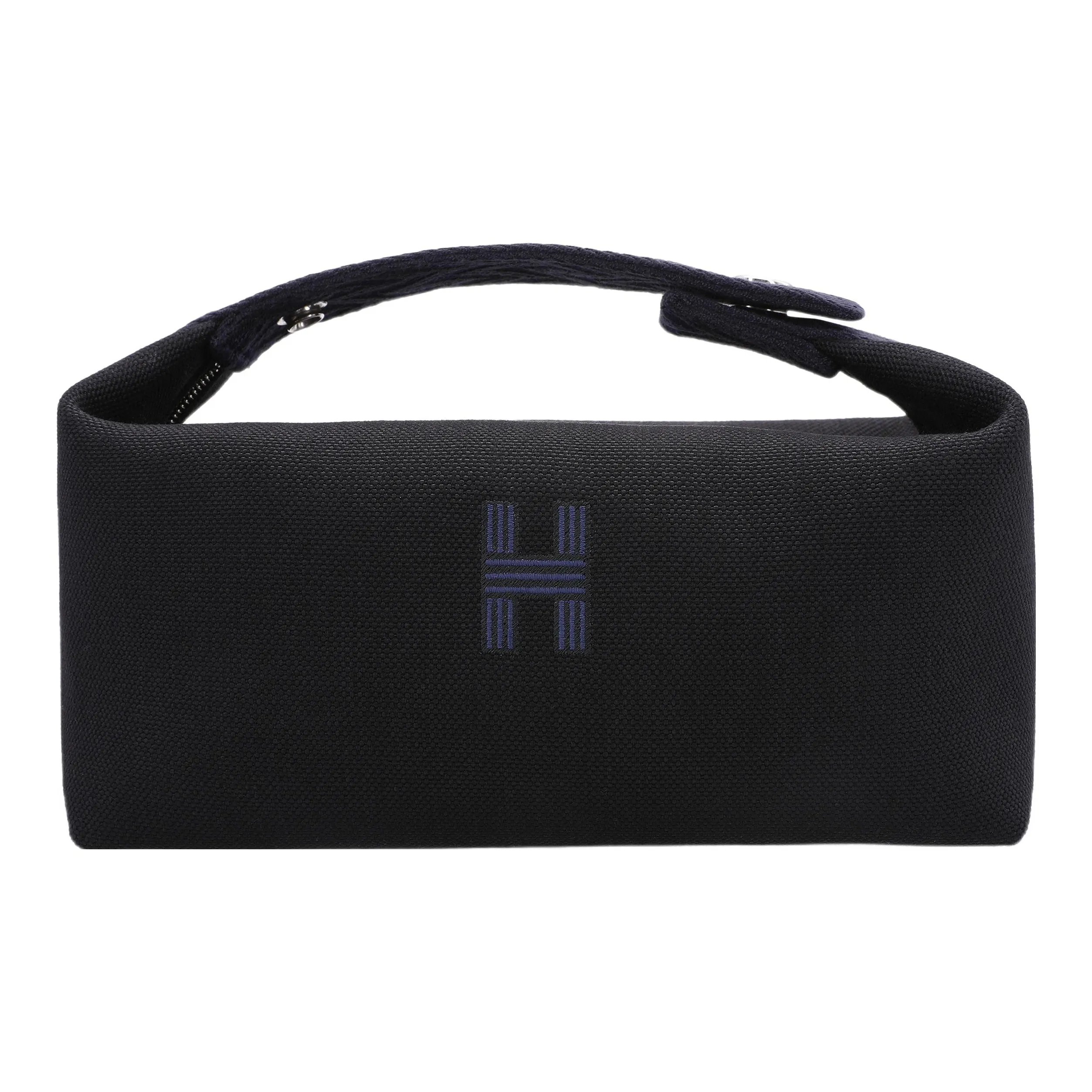 HERMES Bride a Brac Canvas Lunch Bag, Canvas Bag, Storage Bag, X Toiletry Bag Trumpets Unisex Black/Midnight Blue