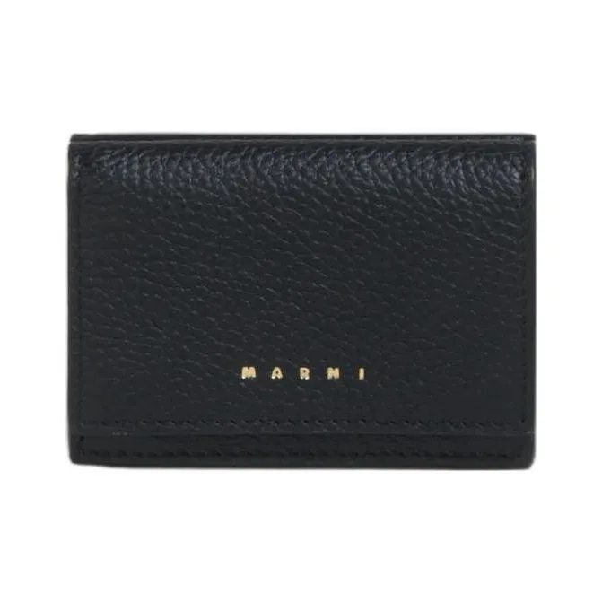 MARNI Venice Leather Trifold Wallet Regular Women's Black