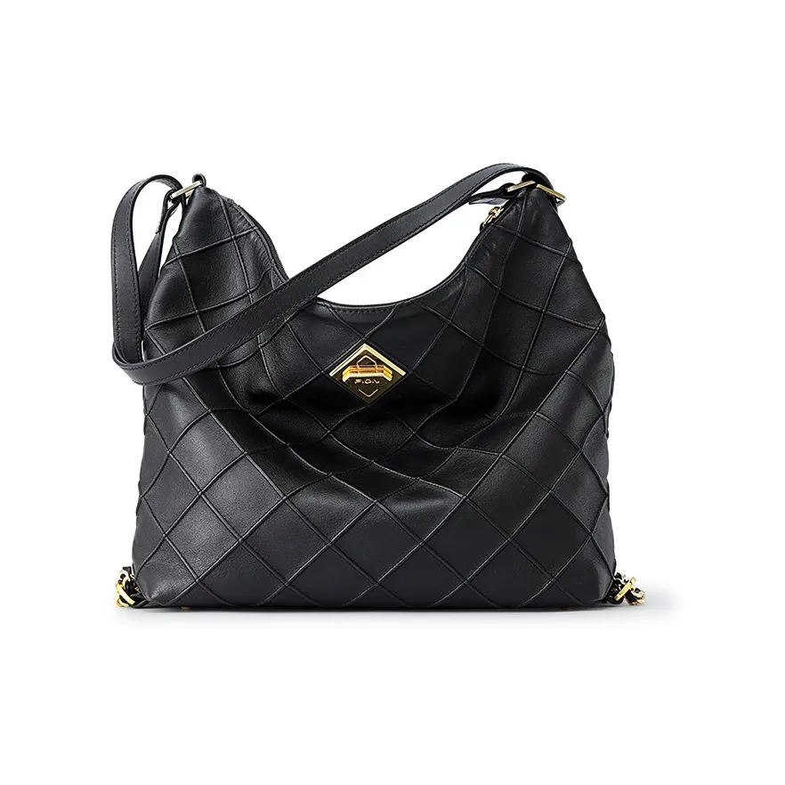 FION Сумка из крупнозернистой текстуры коровьей кожи тоут рюкзак сумка через плечо средняя женская классический черный