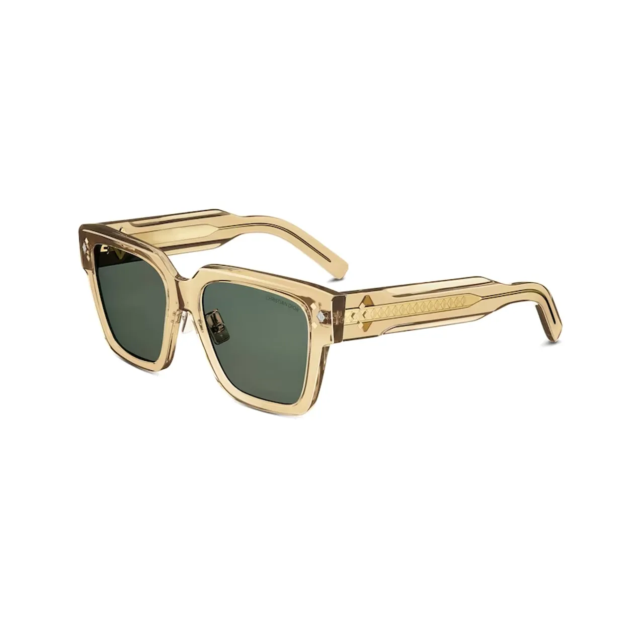 DIOR Acetate Metal Square Sunglasses Men's Transparent Yellow