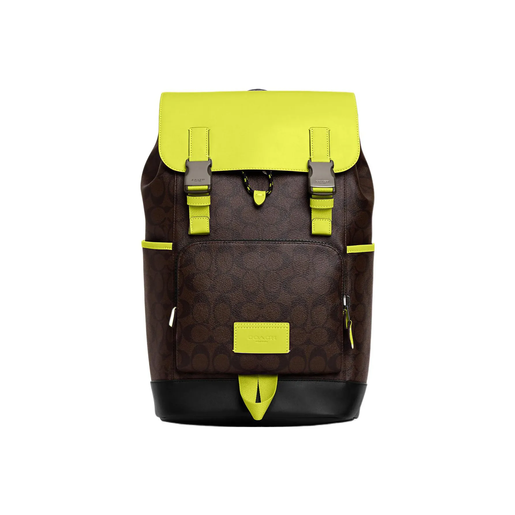 COACH Track Canvas With Leather Backpack Tubas Men's Lemon & Coffee