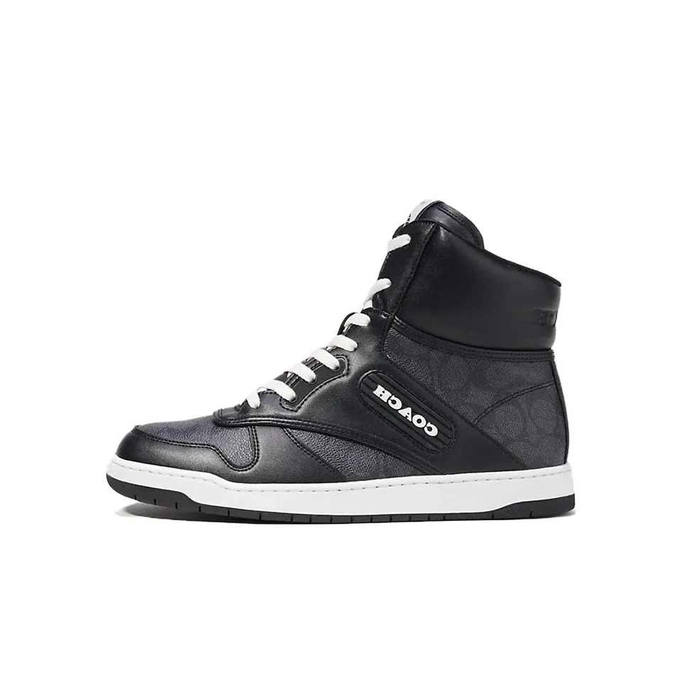 COACH C202 Anti Slip Wear Resistant High Top Skateboard Shoes Men's Black