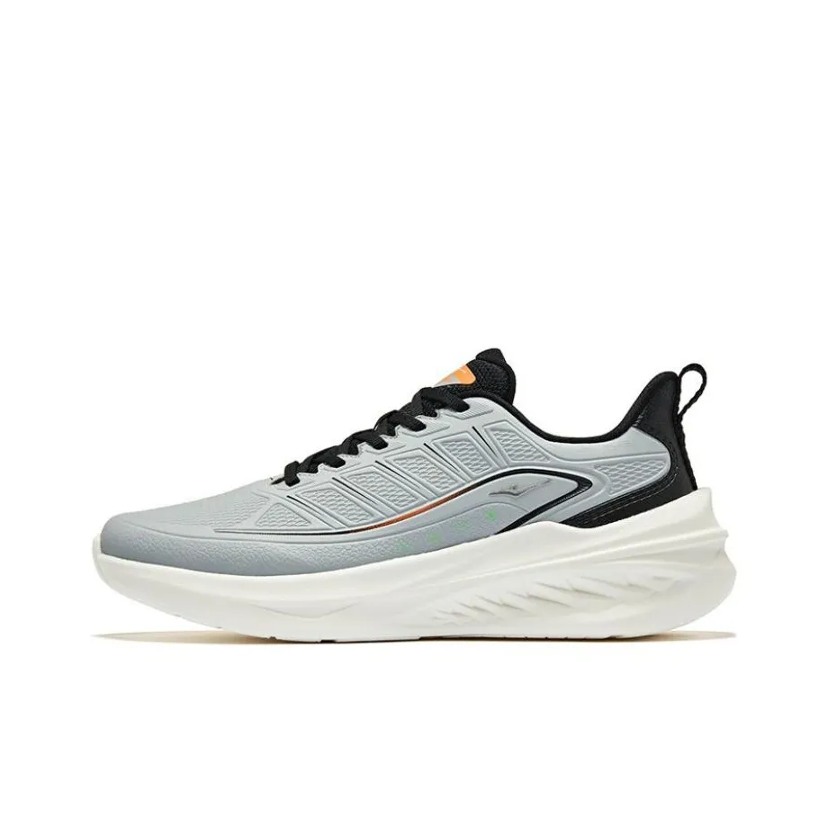 Erke Cushioned Slip Resistant Low Top Casual Running Shoes Men's Slate Gray Jet Black