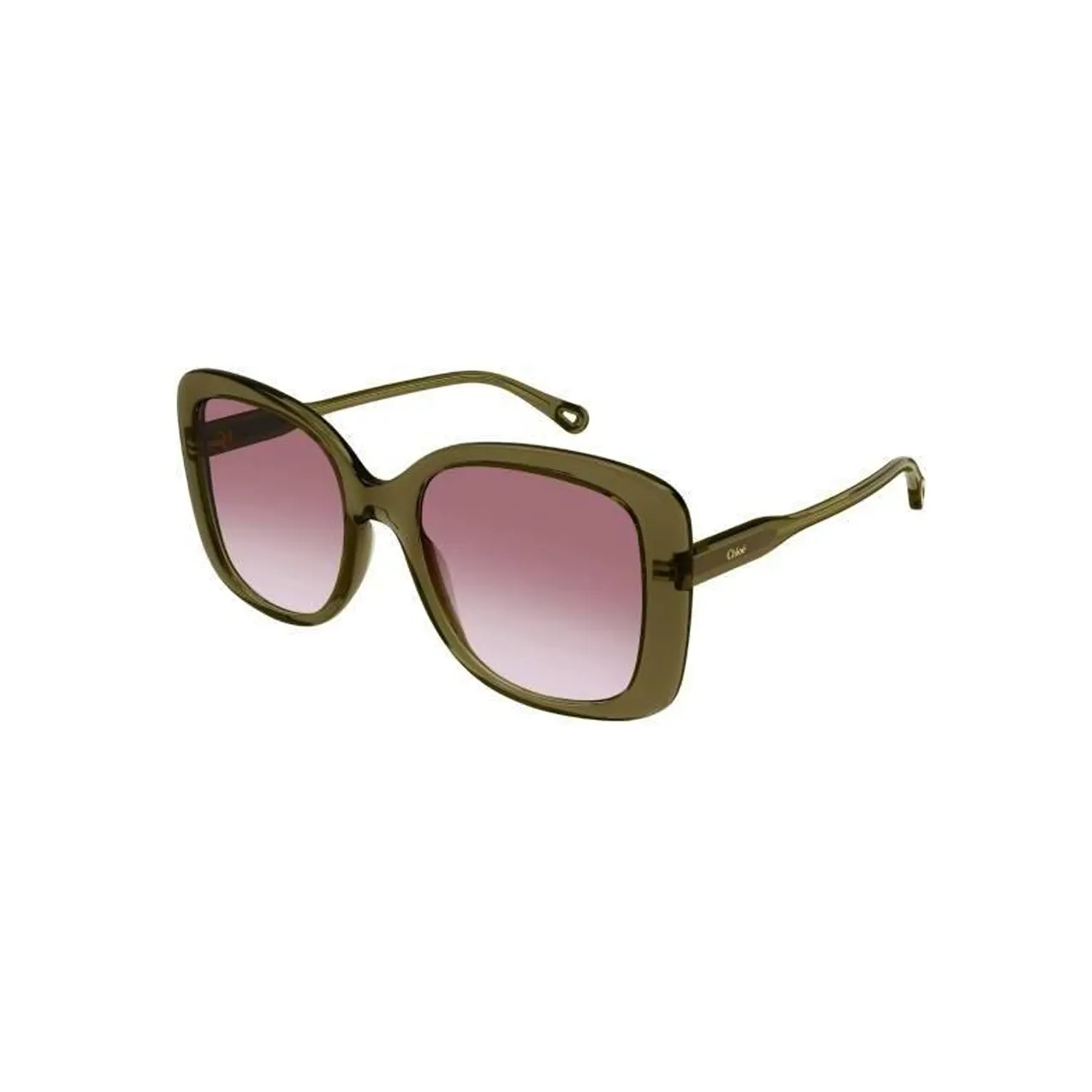 Chloe Acetate Irregular Shape Sunglasses Women's Green