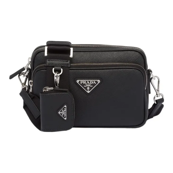 PRADA Saffiano Leather Crossbody Bag Shoulder Bag Men's Black