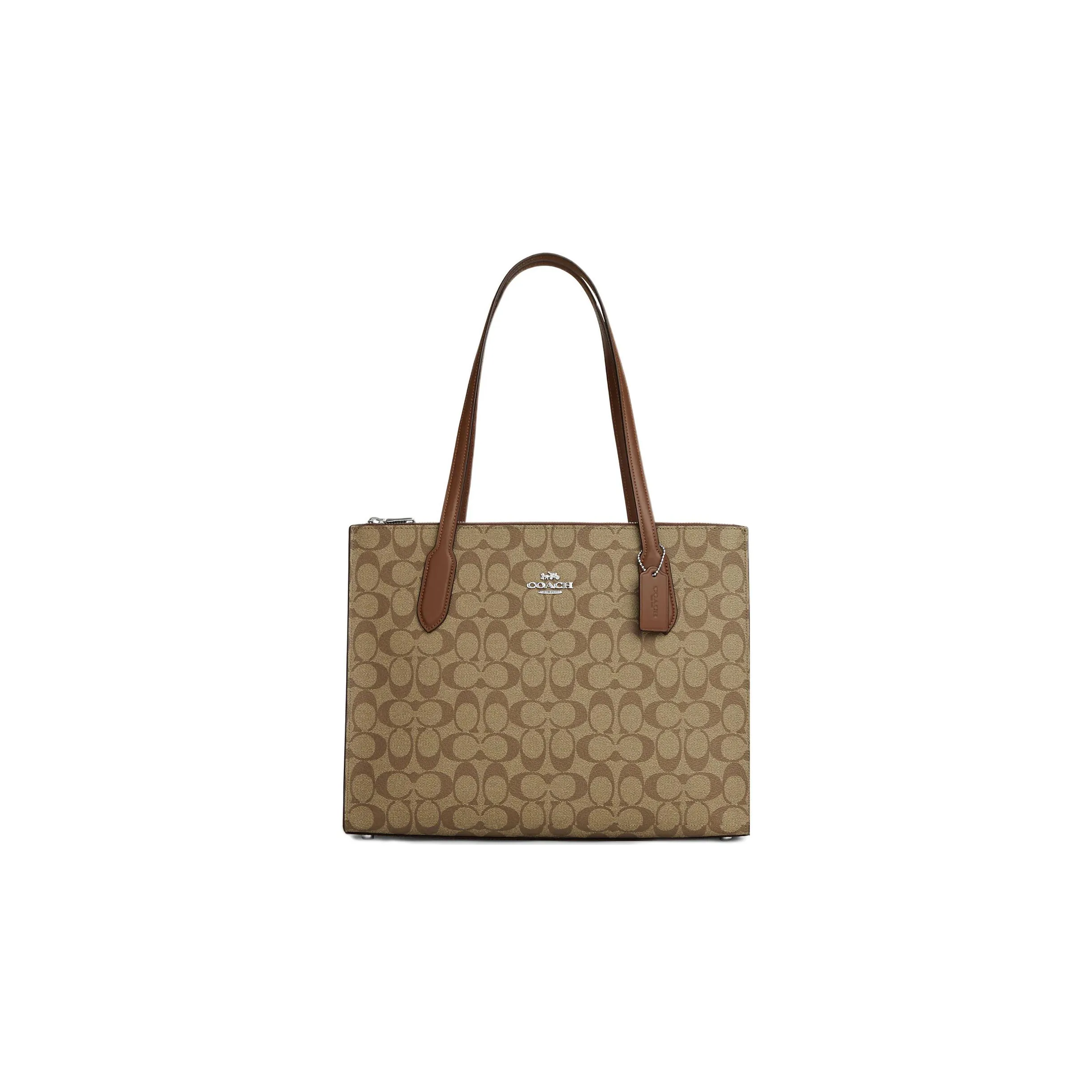 COACH Canvas With Leather Canvas Bag, Tote Bag, Shopping Bag, Handbag, Shoulder Bag Women's Light Brown