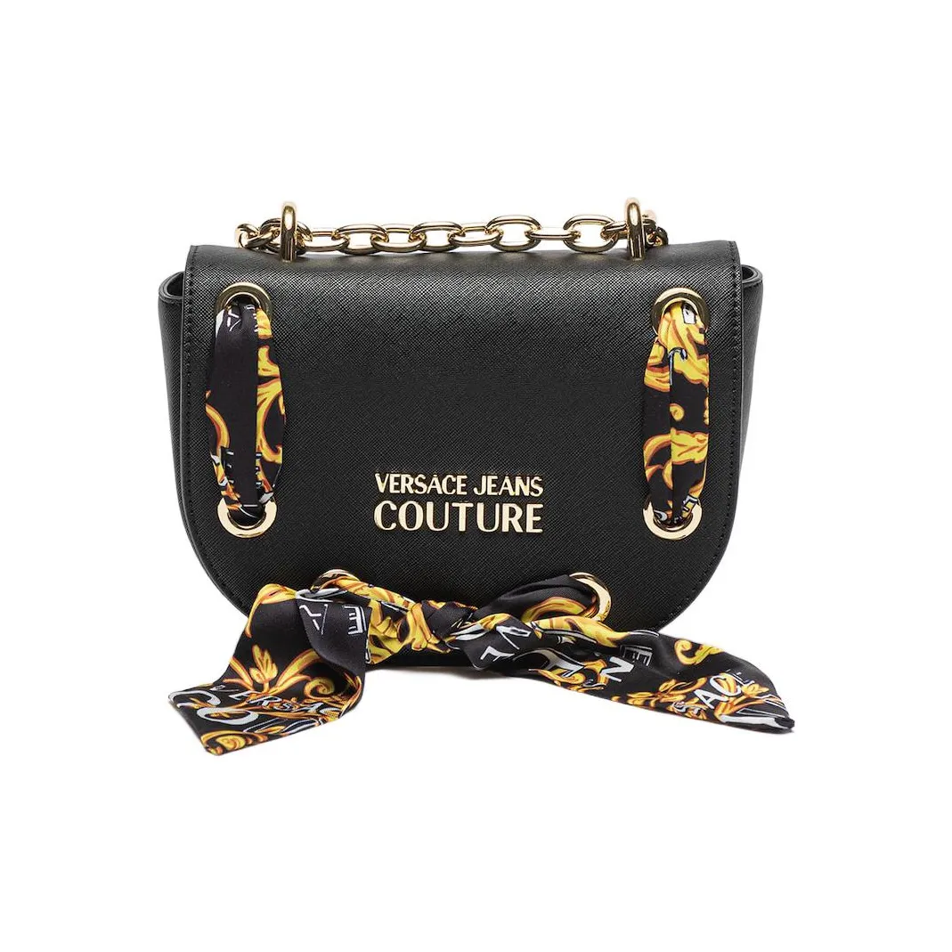 VERSACE JEANS COUTURE Polyester With Polyurethane Handbag, Shoulder Bag, Crossbody Bag Womens White Polyester Shoulder Bag Crossbody Bag Women's Black