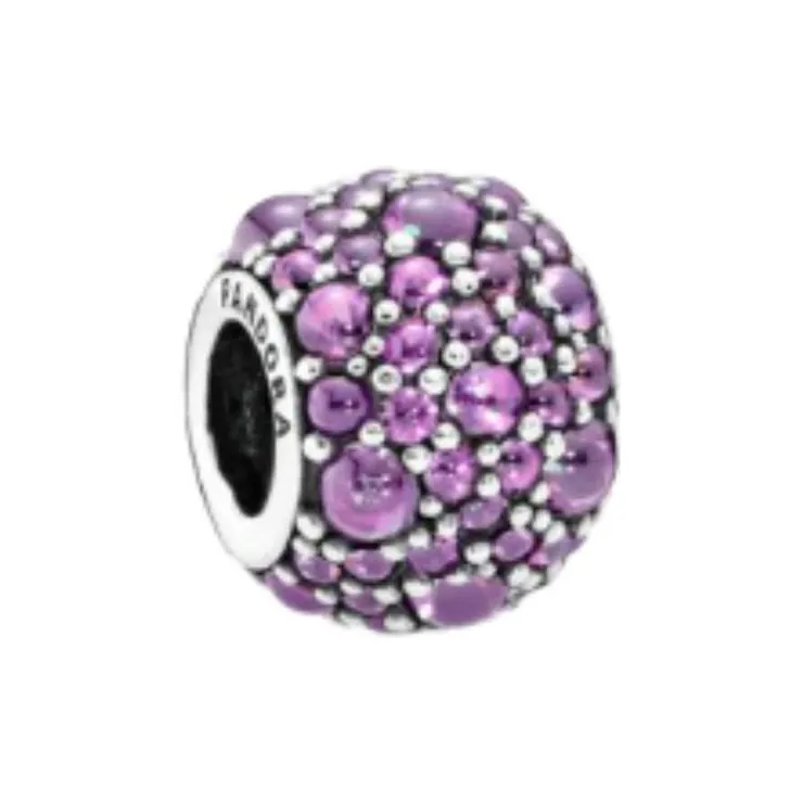 Pandora, стерлинговое серебро 925 пробы, драгоценный камень, ювелирные аксессуары, фиолетовый, женский