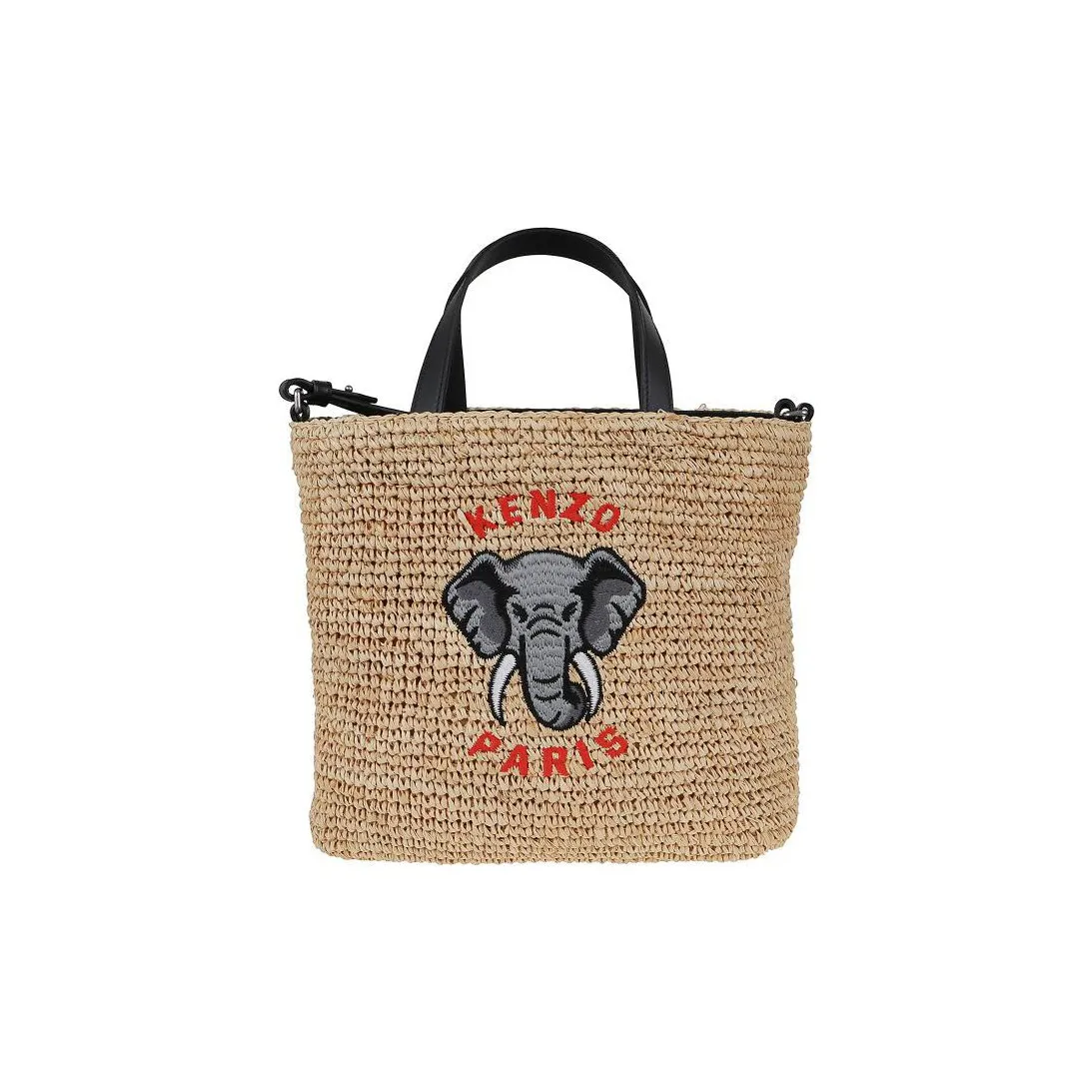 KENZO Straw Woven Shoulder Bag, Crossbody Bag, Handbag Trumpets Women's Red/Natural